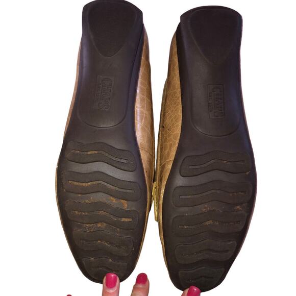 Chaps Women's Ginger Tan Loafers: Sz 8B -slip on flat shoes faux alligator skin - Picture 7 of 10